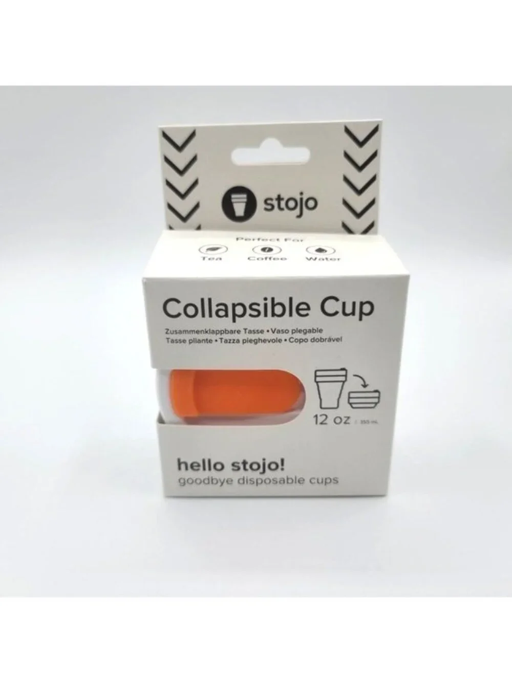 Lot of 4 Stojo Collapsible Cup 12 oz Orange White Portable Travel Tea Coffee NEW